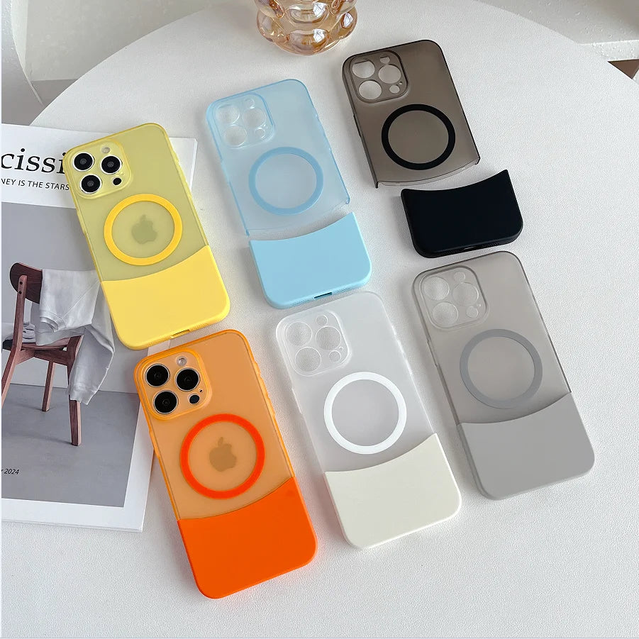 Candy-colored Semi-transparent Magnetic Detachable Creative Modular Phone case PC Hard Shell for IPhone13 14 15 16 17 Pro Max